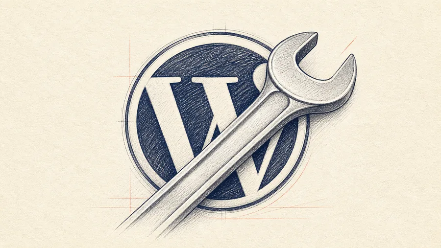 Illustration éditoriale d’une clé sur l’emblème WordPress